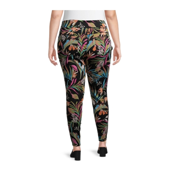 Terra & Sky NWT Women's Plus Size Tropical Print High Waisted Pull On Pant 721 - Picture 3 of 6
